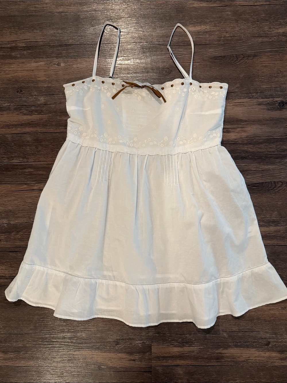 Frankie's Bikinis White Mini Dress with Brown Bow